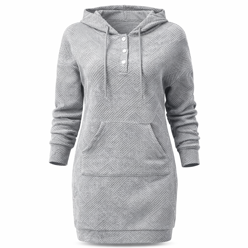 Solid Long Hoodies Sweater With Pocket Mid-length Hooded Sweatshirt Womens Clothing