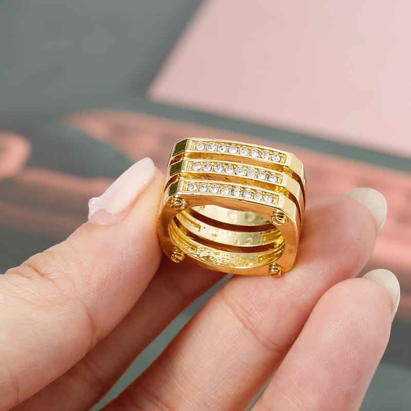 👑 Gold Geometric Men's Statement Ring