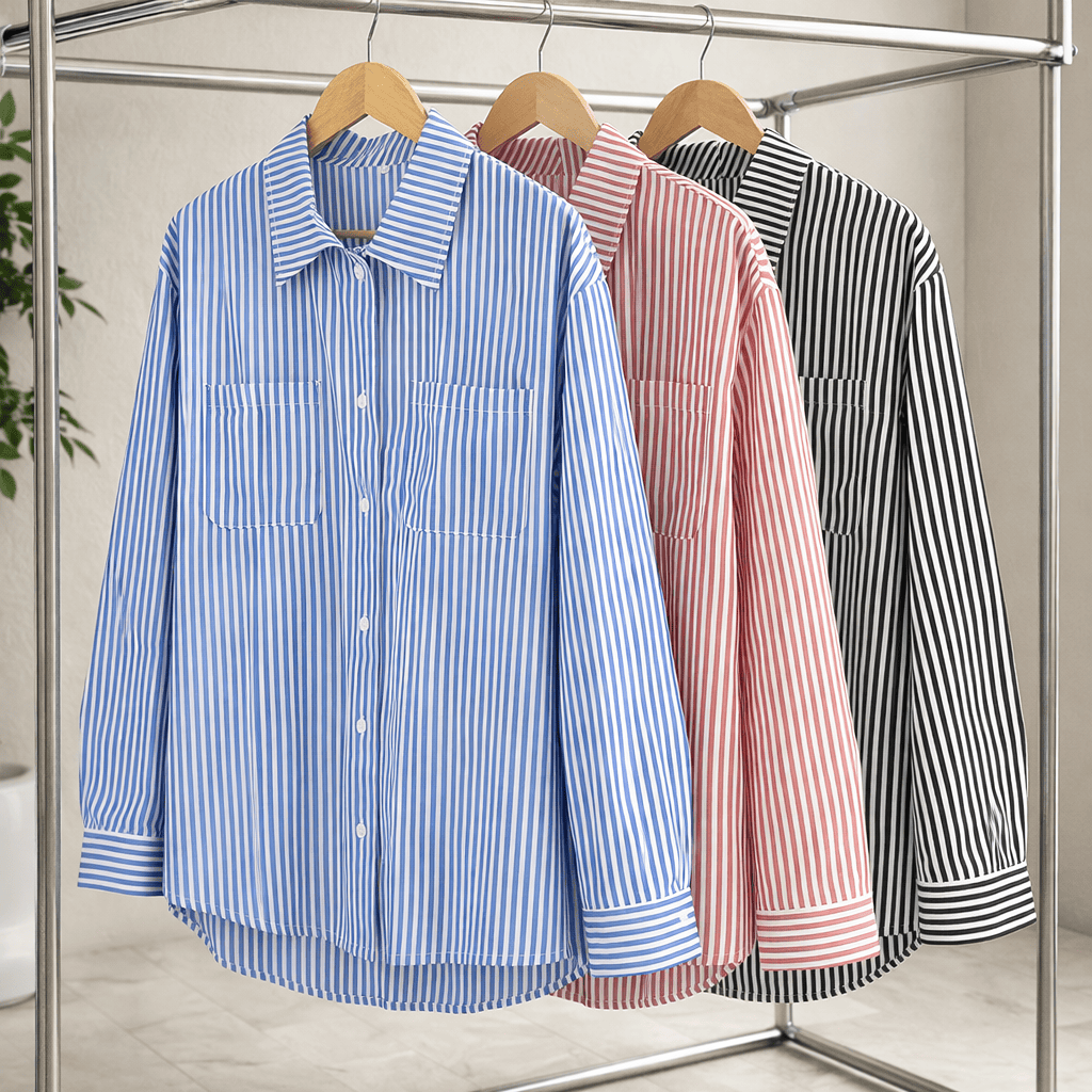 Relaxed Stripe Button-Up Cardigan Shirt