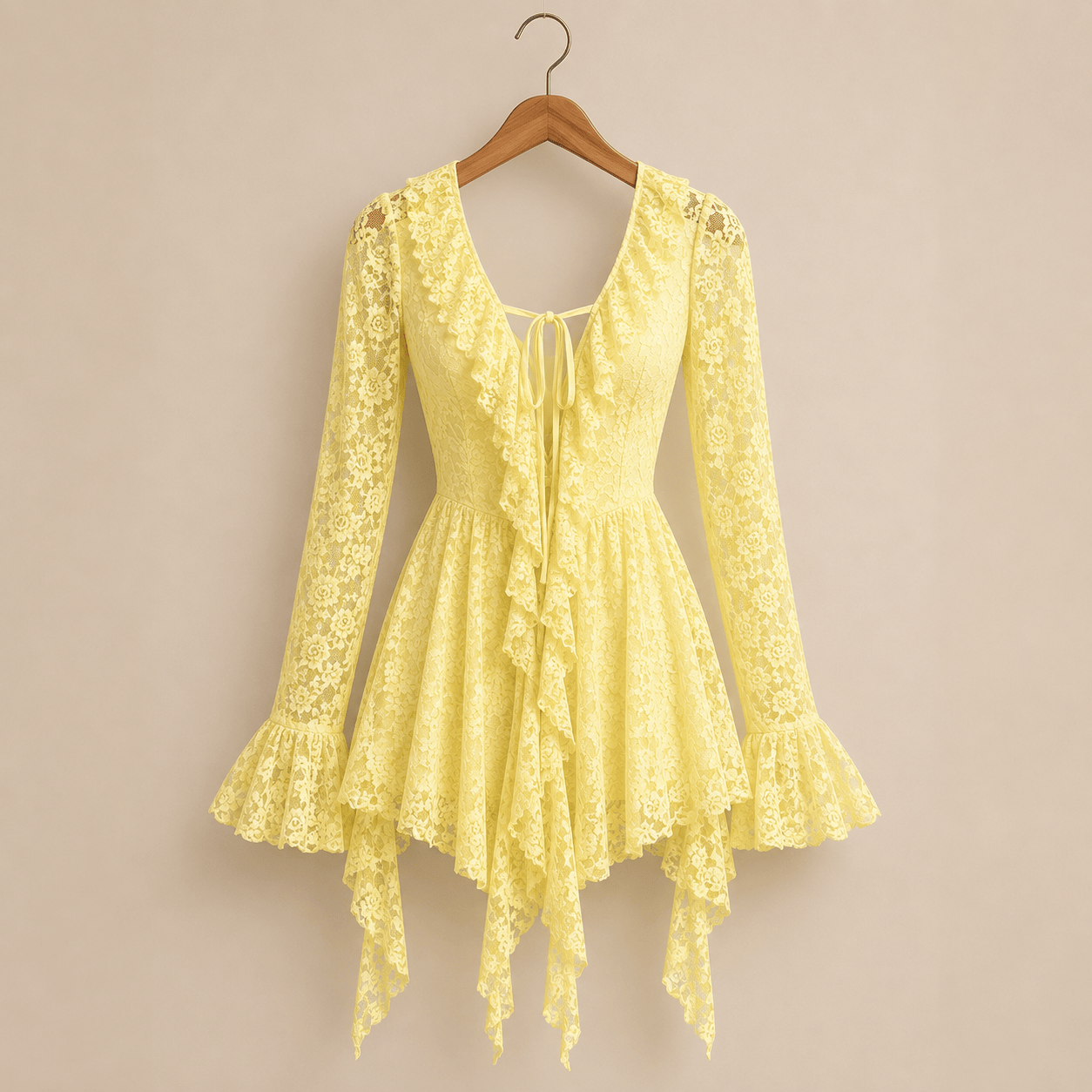 Womens Solid-Color Lace Short Sleeve Mini Dress