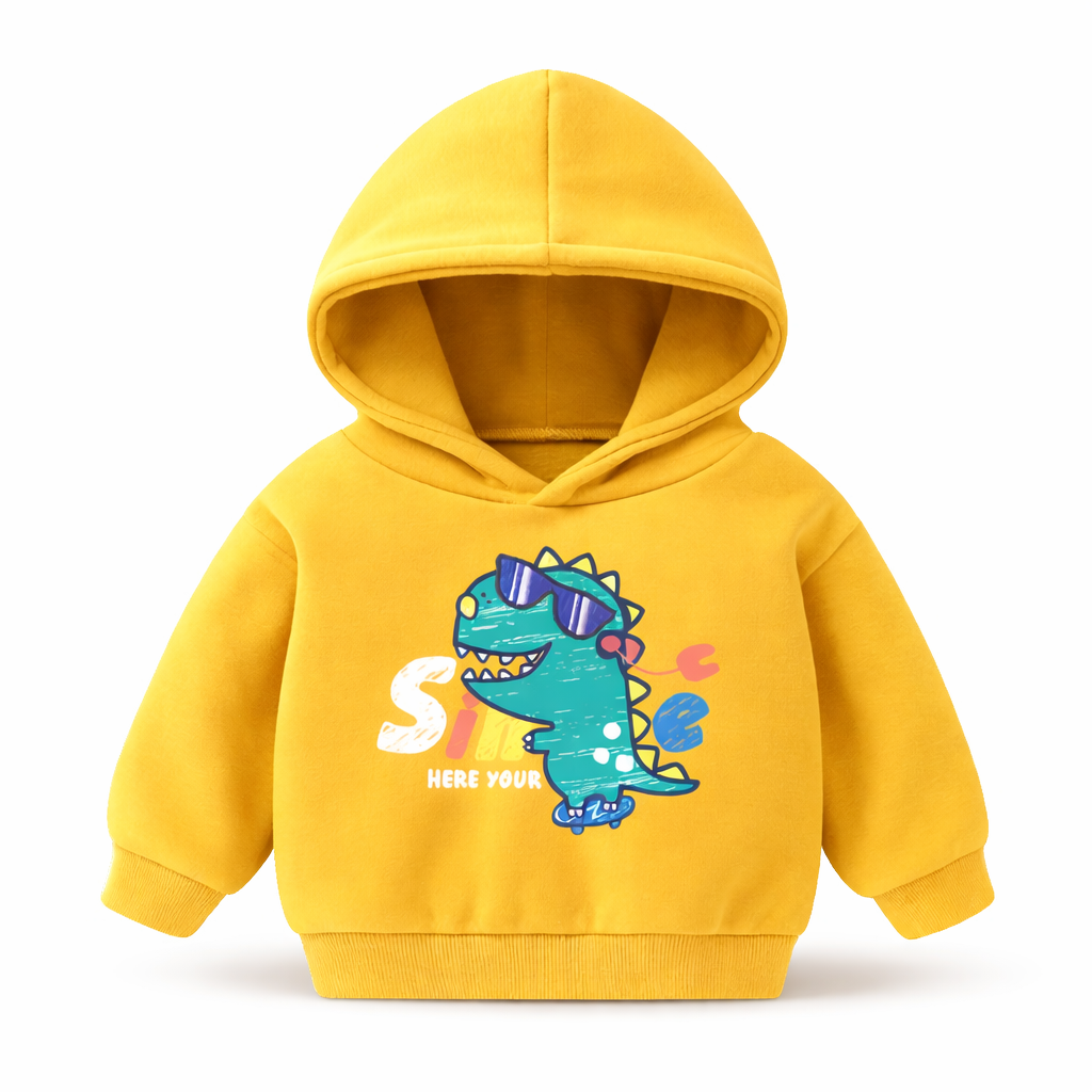 Children's Hooded Sweatshirt Fleece-lined Autumn And Winter Cartoon Printed Long-sleeved Top