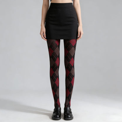 Vintage Diamond Check Fashion Tights