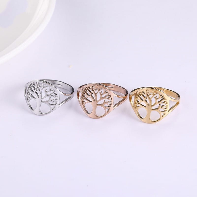 🌳 Adjustable Tree of Life Stainless Steel Ring