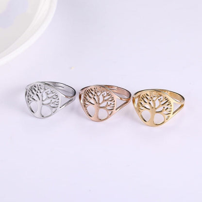 🌳 Adjustable Tree of Life Stainless Steel Ring