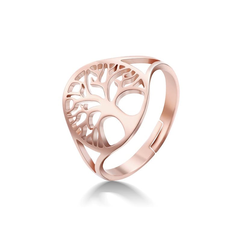 🌳 Adjustable Tree of Life Stainless Steel Ring