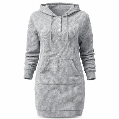 Solid Long Hoodies Sweater With Pocket Mid-length Hooded Sweatshirt Womens Clothing