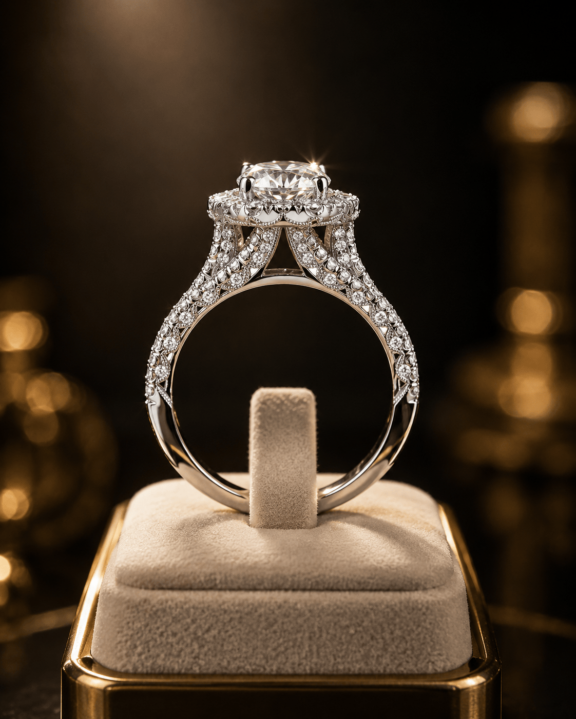 💍 White Gold-Plated Zircon Geometric Ring