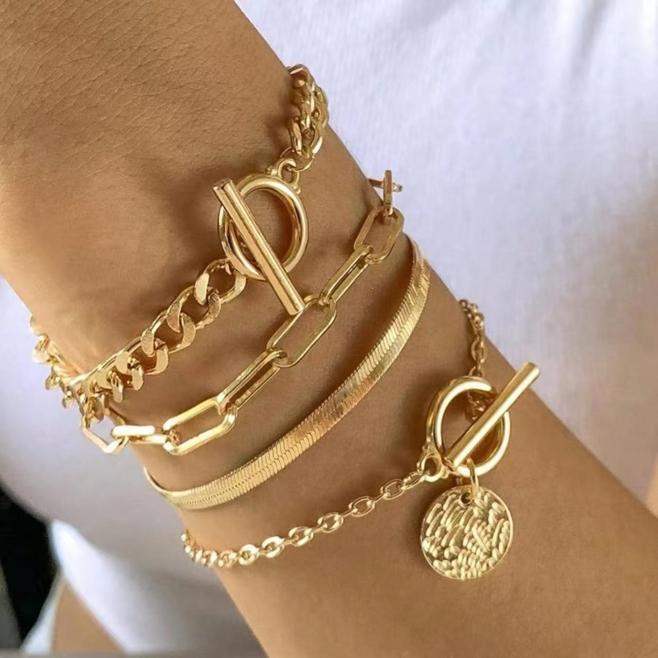 ✨ Geometric Layered Bracelet Set
