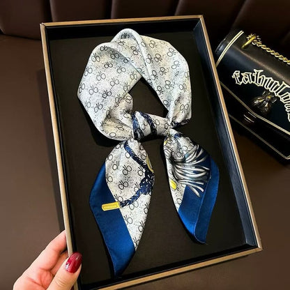 🦋 Elegant Printed Square Silk-Feel Scarf