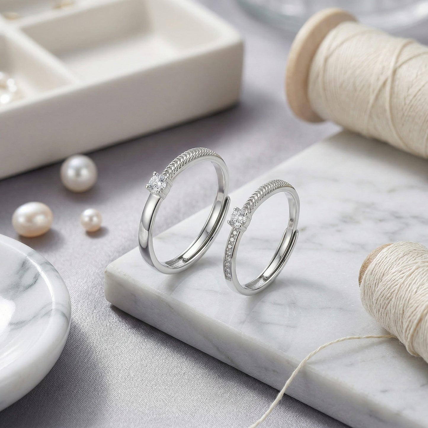 💍 Adjustable Twisted Rope Couple Ring Set