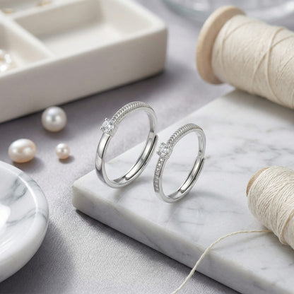 💍 Adjustable Twisted Rope Couple Ring Set