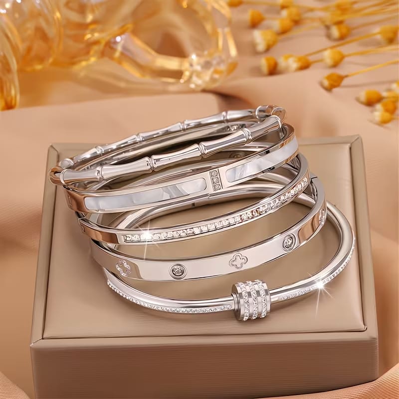 ✨ Light Luxury Stainless Steel Charm Bracelet Collection