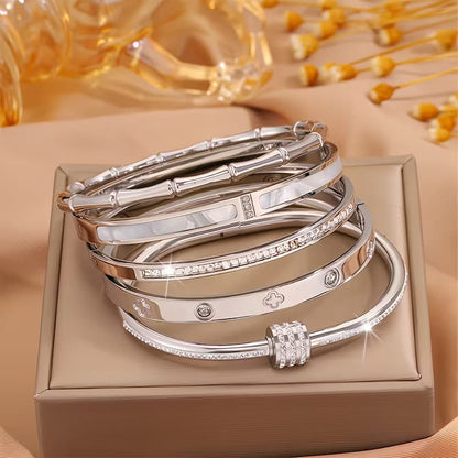 ✨ Light Luxury Stainless Steel Charm Bracelet Collection