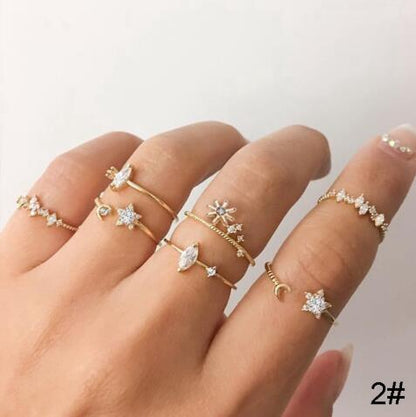 ⭐ 10-Piece Rhinestone Ring Set