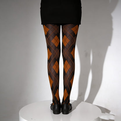Vintage Diamond Check Fashion Tights