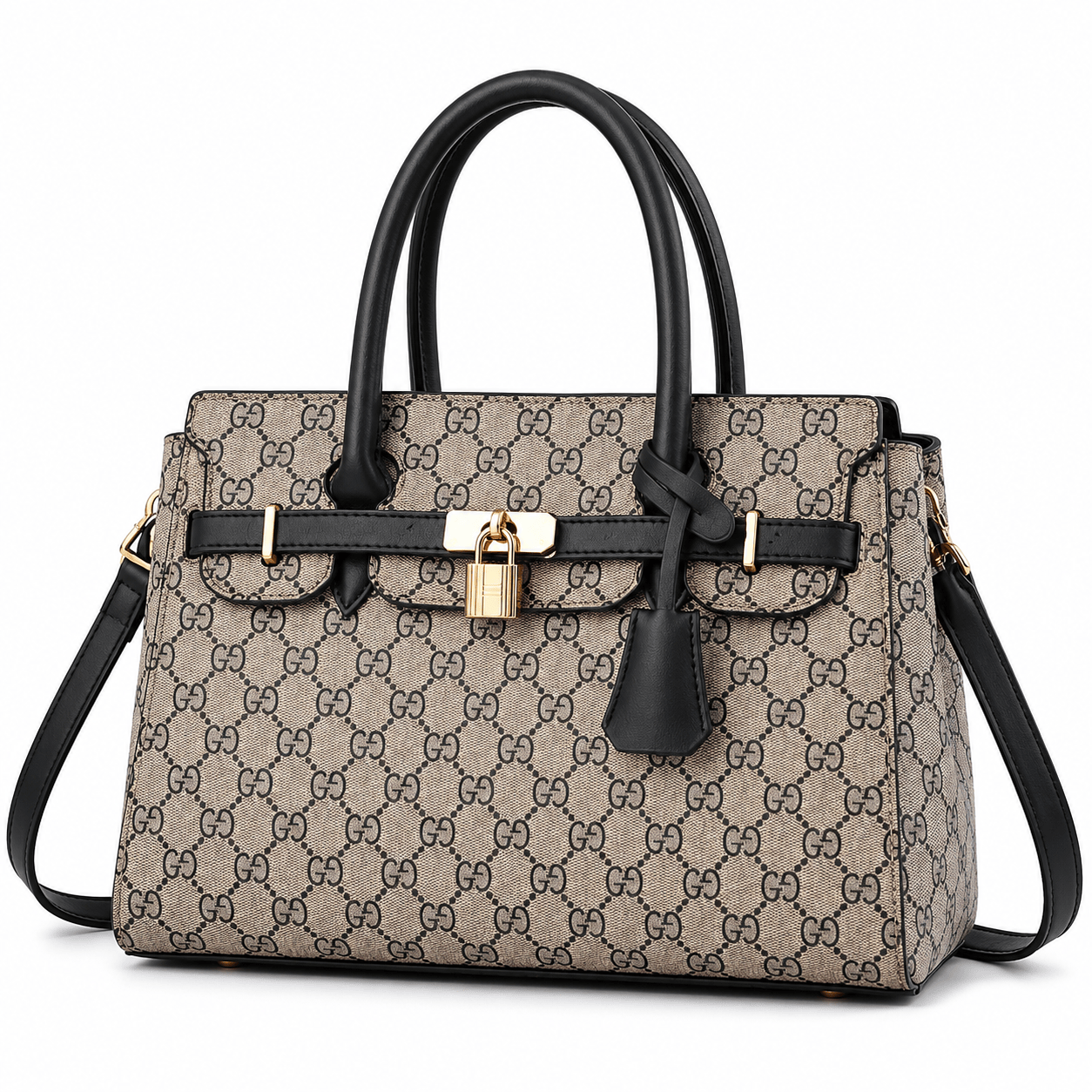 European Style Boston Handbag with Belt Detail