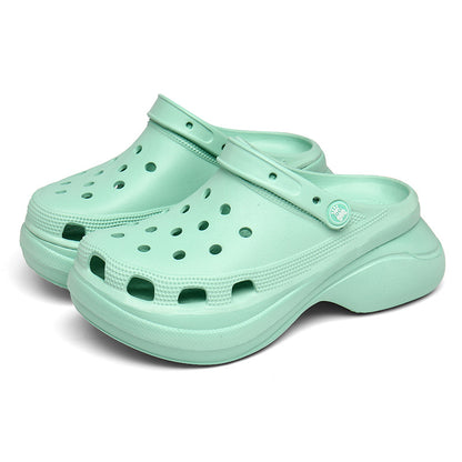 🍬 Mint Green Platform Hole Shoes – Candy-Colored Comfort with a Boost!