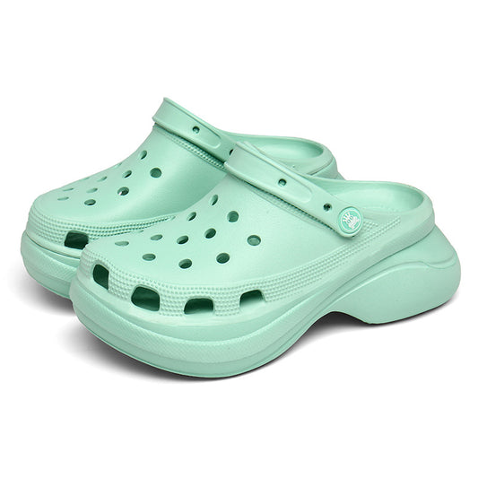 🍬 Mint Green Platform Hole Shoes – Candy-Colored Comfort with a Boost!