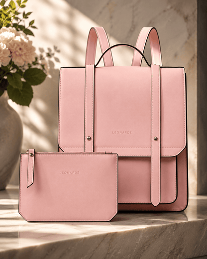 Minimalist PU Leather Backpack Set