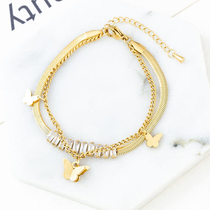 🦋 European Butterfly Charm Stainless Steel Bracelet