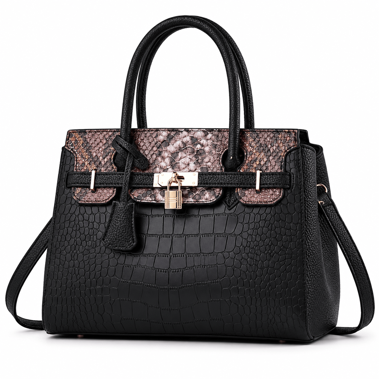 European Style Boston Handbag with Belt Detail