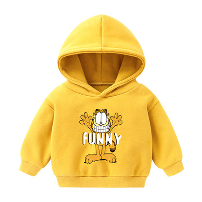 Children's Hooded Sweatshirt Fleece-lined Autumn And Winter Cartoon Printed Long-sleeved Top