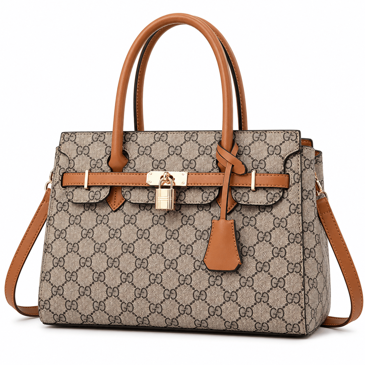 European Style Boston Handbag with Belt Detail