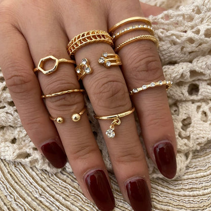 ⭐ 10-Piece Rhinestone Ring Set