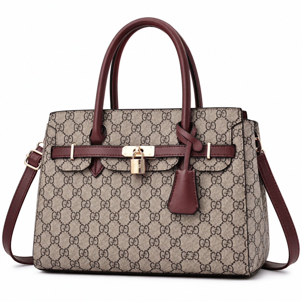 European Style Boston Handbag with Belt Detail