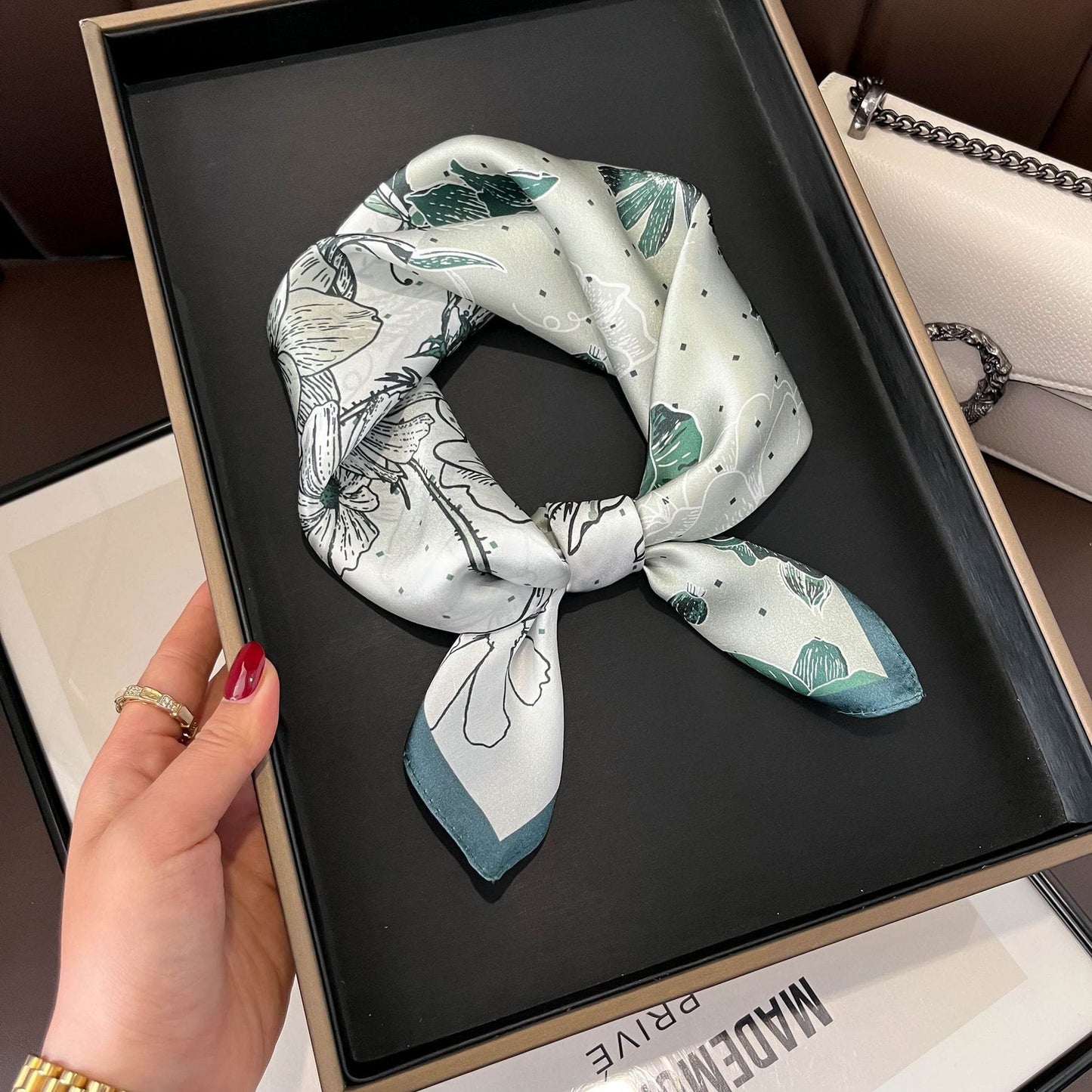 ✨ Genuine Silk Printed Square Scarf
