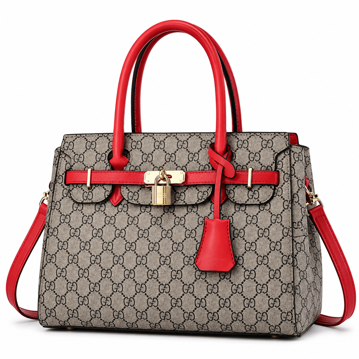 European Style Boston Handbag with Belt Detail