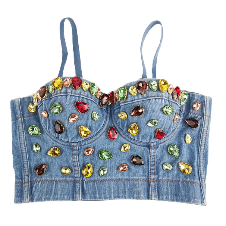 Denim Blue Floral Fantasy Camisole