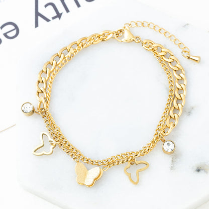 🦋 European Butterfly Charm Stainless Steel Bracelet