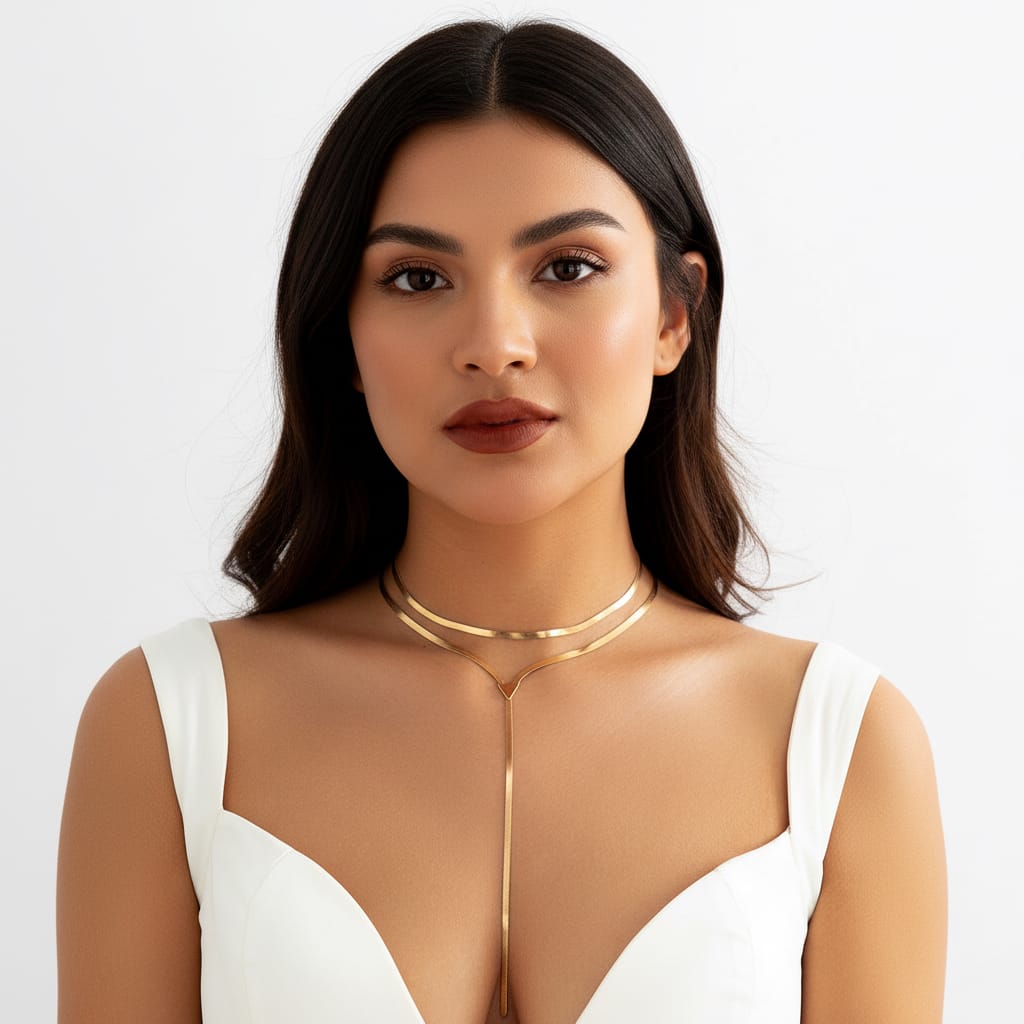 ✨ Geometric Snake Chain Pendant Necklace