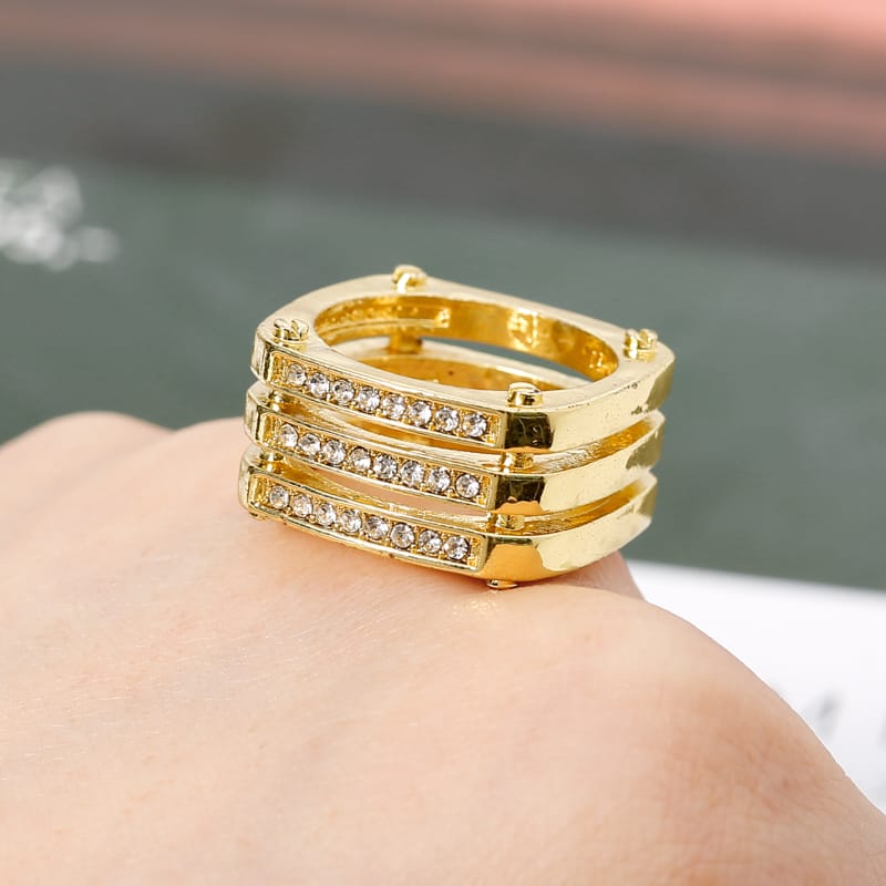 👑 Gold Geometric Men's Statement Ring