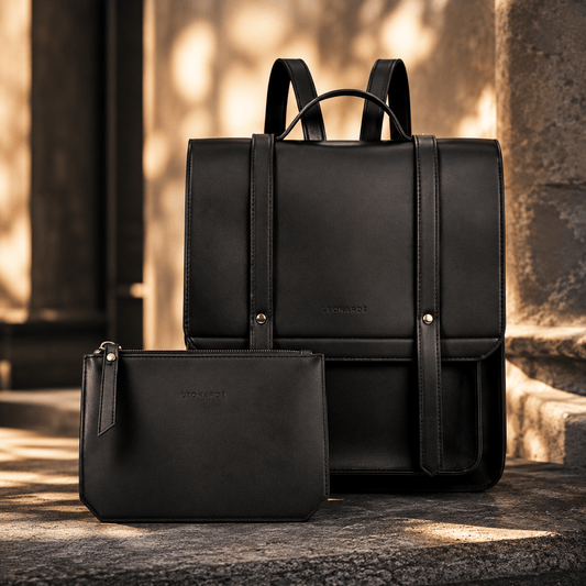 Minimalist PU Leather Backpack Set
