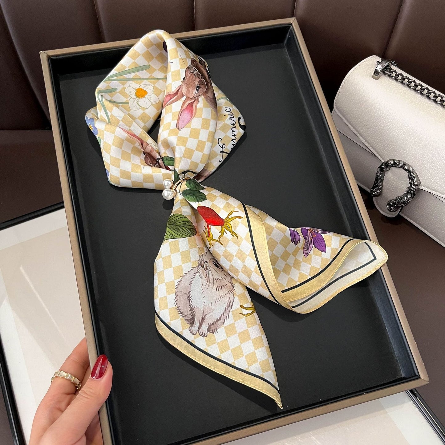 ✨ Genuine Silk Printed Square Scarf