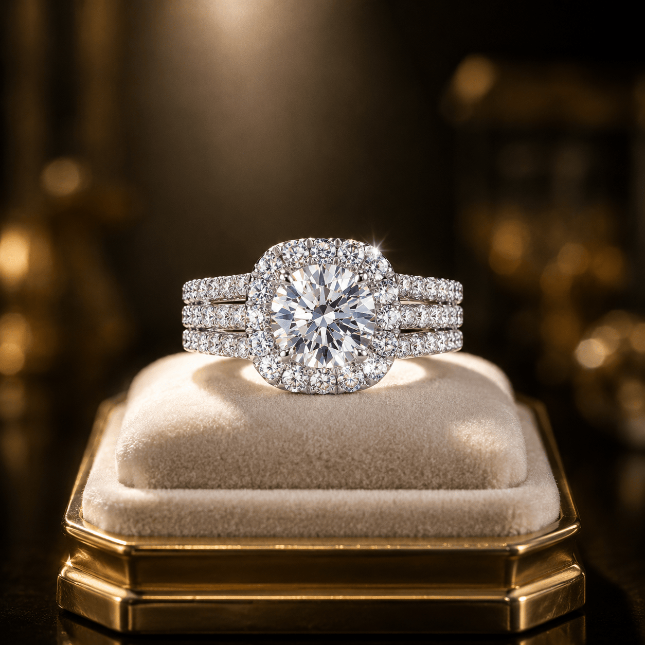 💍 White Gold-Plated Zircon Geometric Ring
