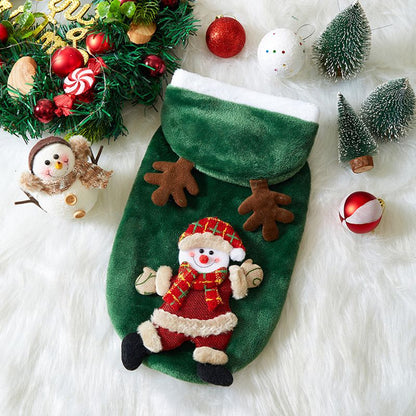 Christmas Dog Clothes Autumn And Winter Flannel Cats Dogs Hoodies Pet Clothes For Small Medium Dogs Christmas Dog Cat Costume