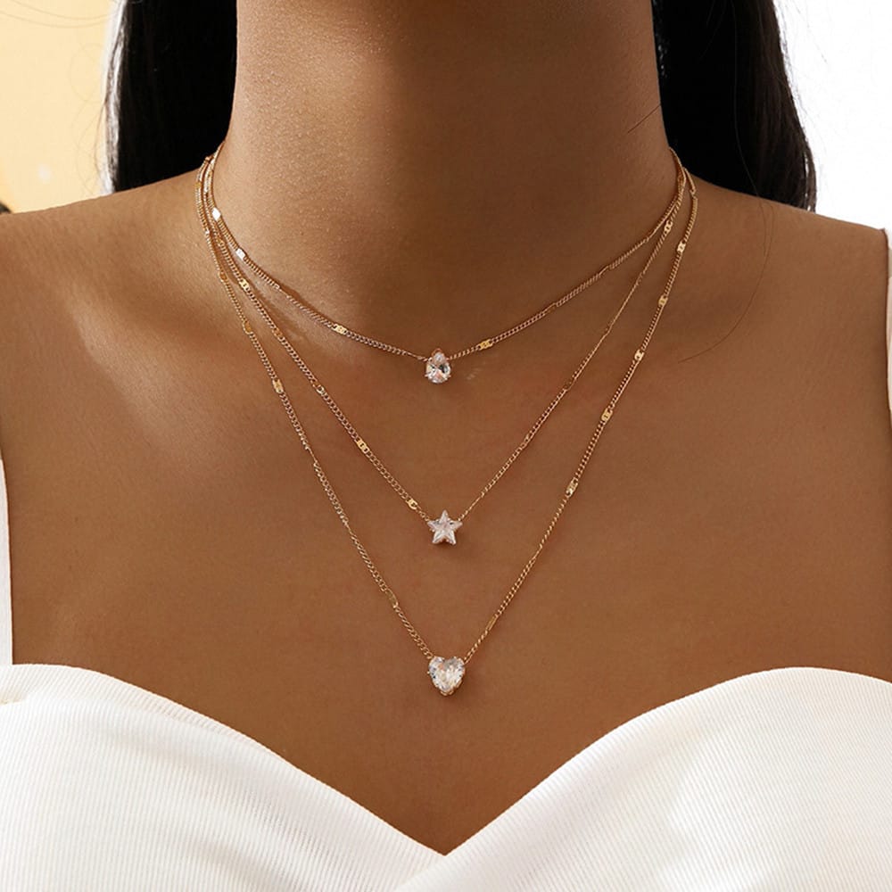💖 Layered Heart Pendant Fashion Necklace