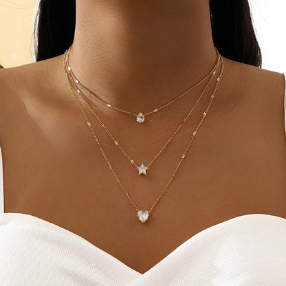💖 Layered Heart Pendant Fashion Necklace