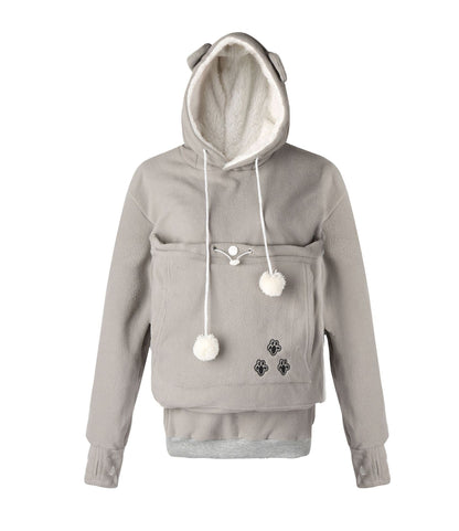 Embroidery Big Pocket Pullovers Women Sweatshirt Autumn Winter Warm Fashion With Cat Lovers Pet Dog Hoodies