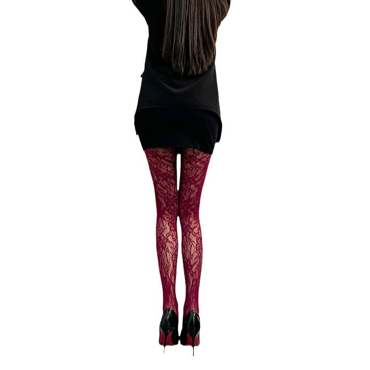 Floral Sheer Body-Shaping Pantyhose