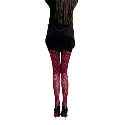 Floral Sheer Body-Shaping Pantyhose
