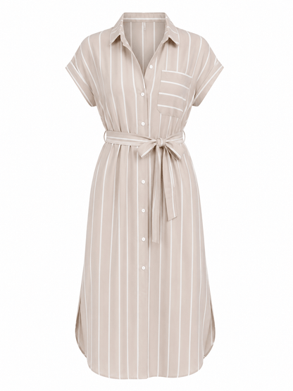 Women's Sleeveless Striped Dress Lace-up Striped