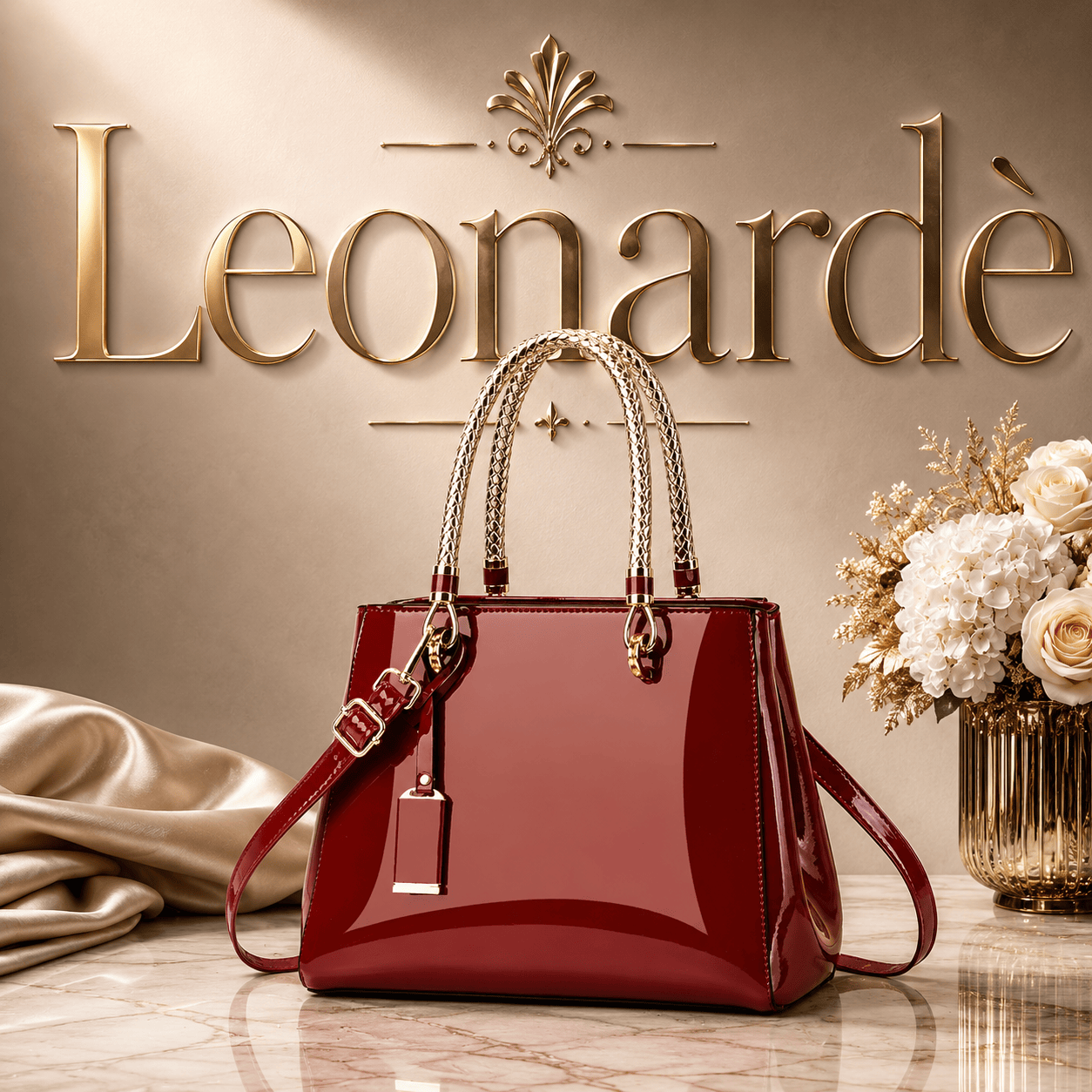 Glossy PU Leather Fashion Tote Handbag