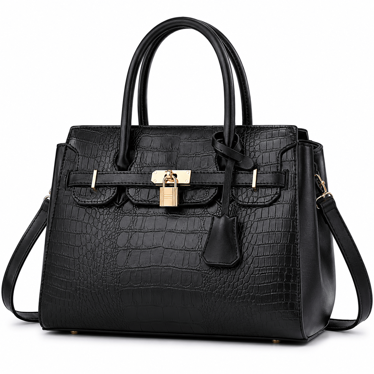 European Style Boston Handbag with Belt Detail