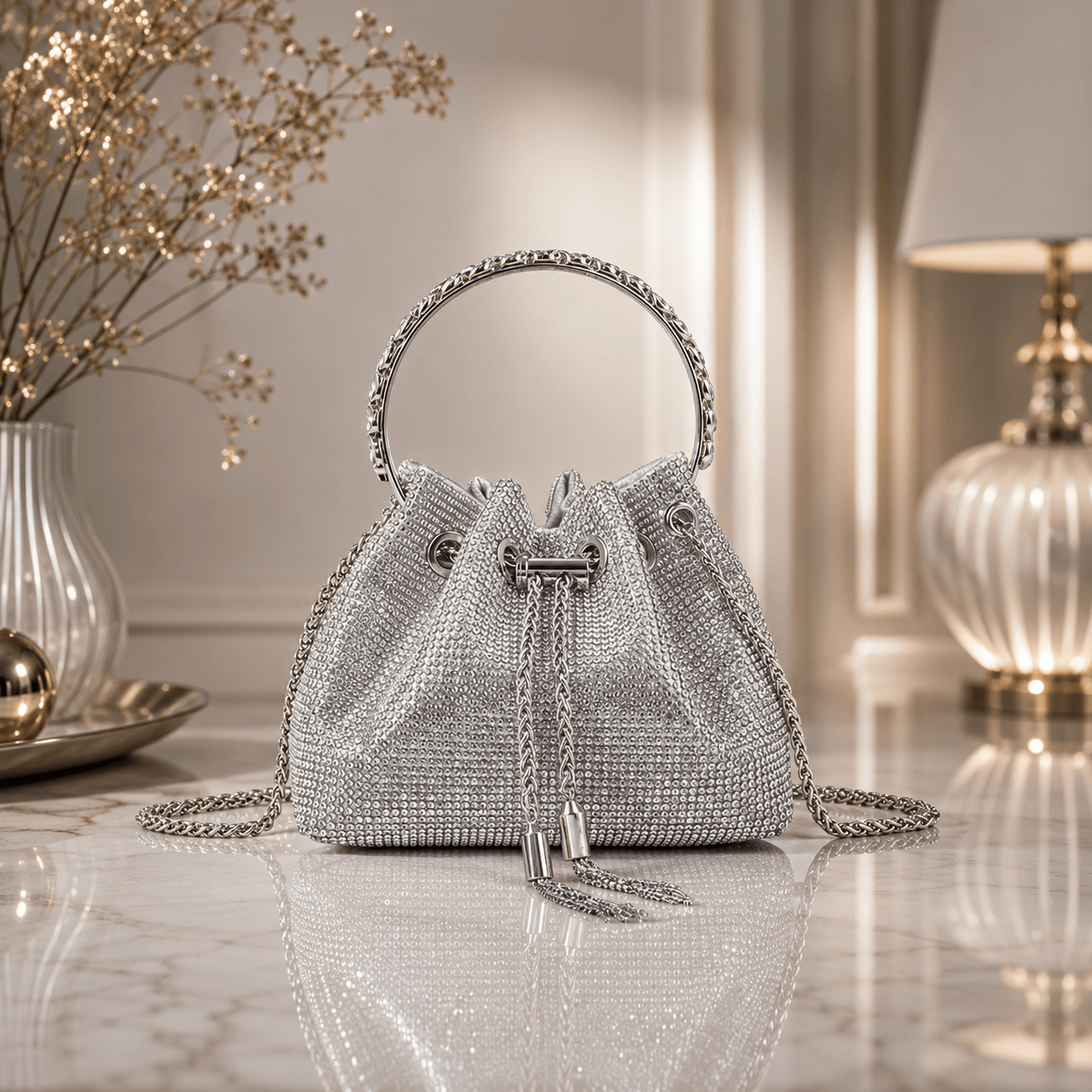 Rhinestone Cylinder Crossbody Bag