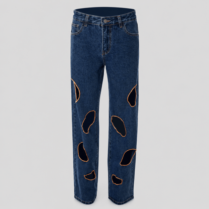 Rebel Edge Distressed Straight-Leg Jeans