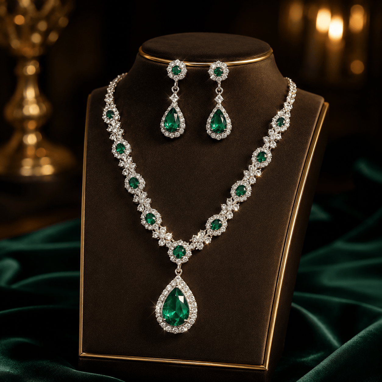 💎 European Crystal Gemstone Necklace Set
